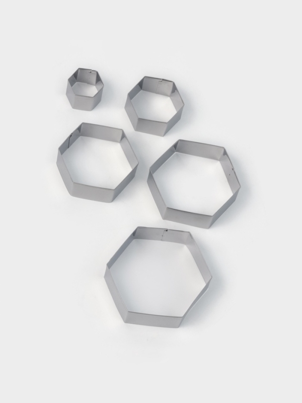 Формы печенья Доляна &laquo;Шестиугольник&raquo;, набор 5 шт., 9.6&times;8.3&times;2.5 см, нержавеющая сталь, серебристые