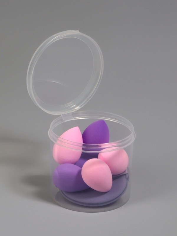 Набор спонжей д/макияжа 7 шт: капля 6 шт, 1 плоск пуховка в пласт футл латекс МИКС пакет QF