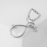 Брошь &laquo;Стетоскоп&raquo;, цвет белый в серебре