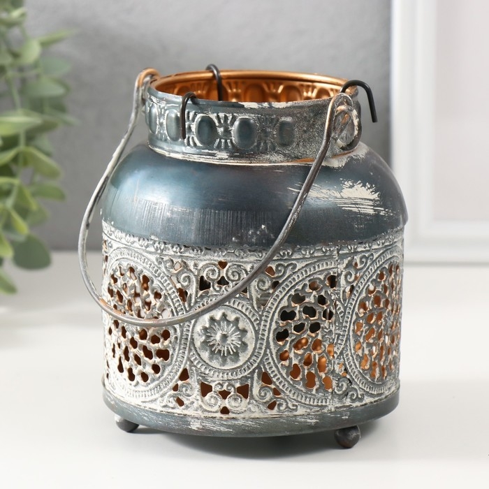 Подсвечник металл на 1 свечу "Восточное цветение" d=3,7 см 11,5х11,5х13 см