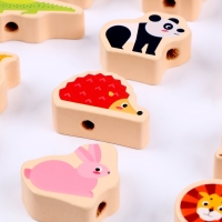 Детская деревянная игрушка 2 в1 балансир + шнуровка &laquo;Зверята&raquo; 18 &times; 9,5 &times; 10 см