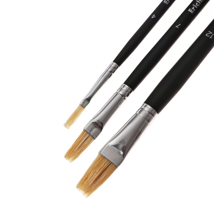 Набор кистей пони и щетина 3 штуки, ErichKrause "JollyFriends" для акварели и гуаши, в блистере