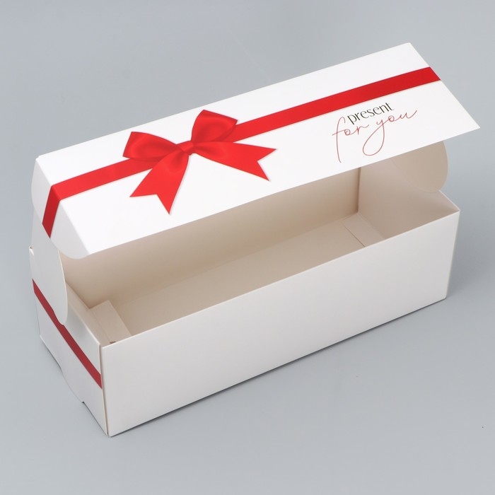 Кондитерская упаковка, коробка для кекса с окном, &laquo;Бант&raquo;, 26 х 10 х 8 см