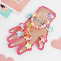 Комплект детский &laquo;Выбражулька&raquo; 6 предметов: 2 заколки, браслет, 5 колец, звёзды, цветной