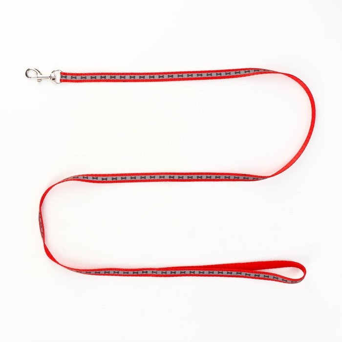 Комплект светоотражающий "Косточки", поводок 1 х 120 см (ОШ 26-42 см ,ОГ 26-42 см) красный