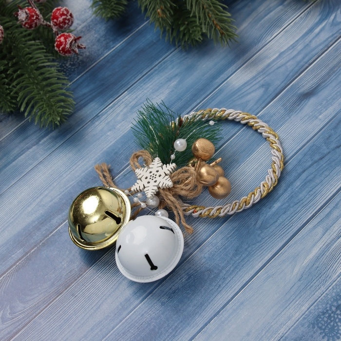 Украшение ёлочное "Новогоднее настроение" венок бубенцы, 13х8 см