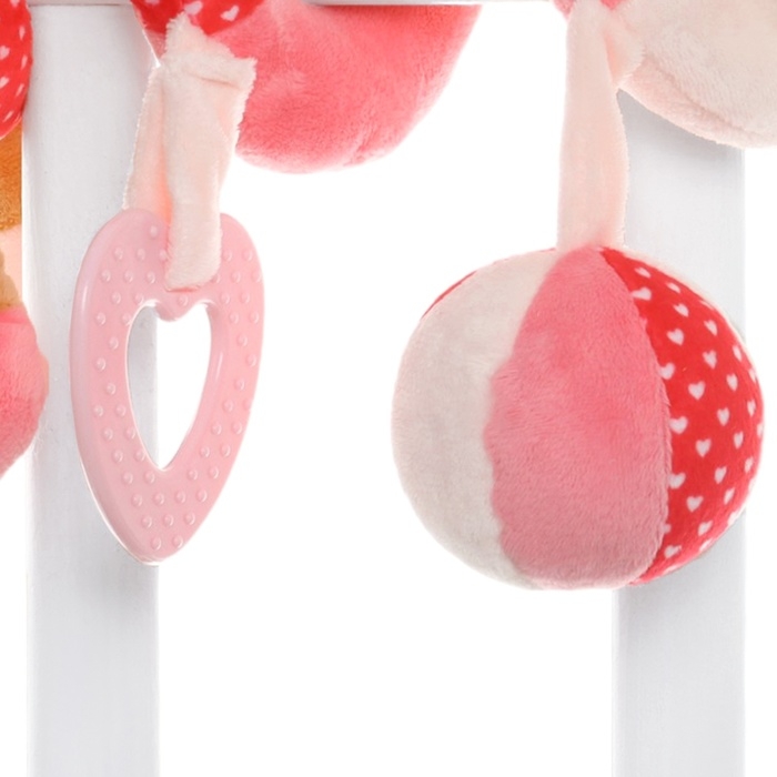 Растяжка - спираль с игрушками дуга на коляску / кроватку для малышей 0+ &laquo;Собачка Кути&raquo;, розовая, Крошка Я 3489