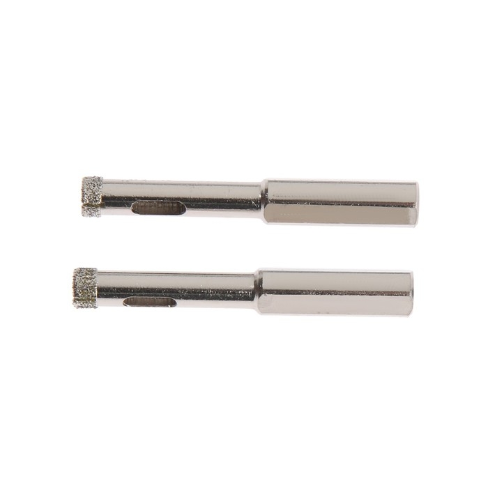 Сверло алмазное по стеклу и керамике ТУНДРА, трехгранный хвостовик, 8 х 65 мм, 2 шт.