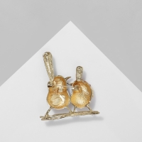 Брошь &laquo;Птички&raquo; парочка, цветная в золоте