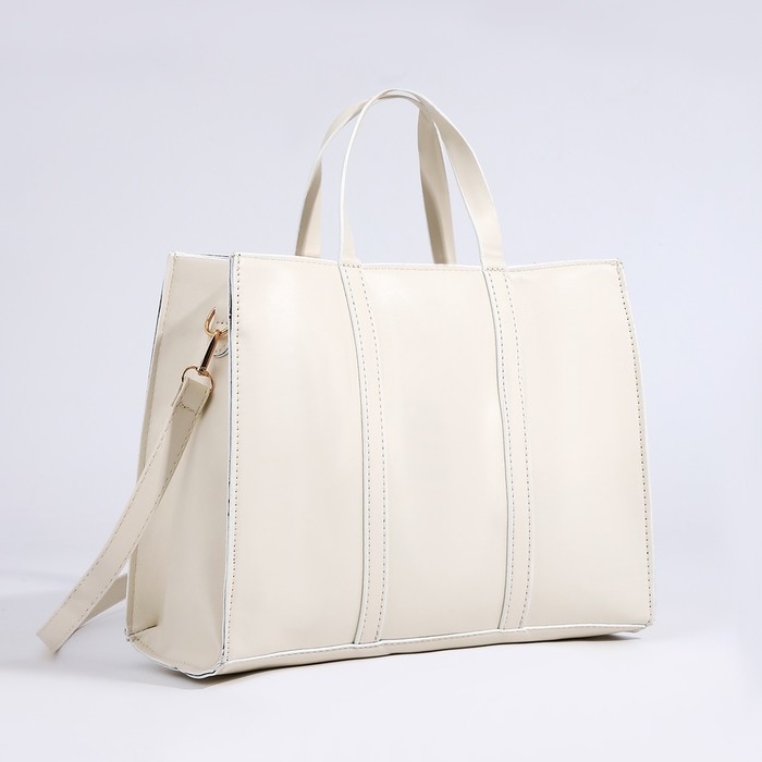 Сумка женская тоут на молнии, цвет молочный Сумка женская тоут на молнии, цвет молочный