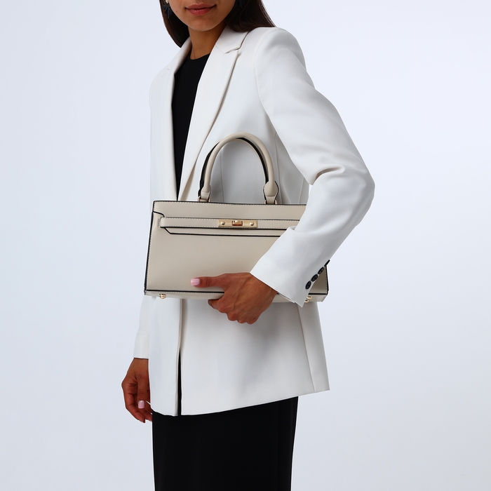 Сумка женская на молнии, TEXTURA, средний размер, цвет молочный