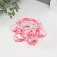 Подсвечник стекло на 1 свечу "Лотос" розовый 5,5х12х12 см