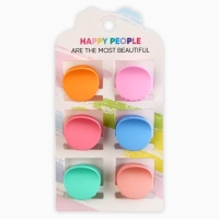 Краб для волос &laquo;Happy people&raquo;, набор 6 шт, 2.5 х 2.5 х 1.5 см