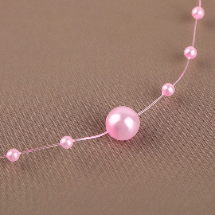 Жемчуг на леске, 3/8 мм, 9 &plusmn; 0,5 м, цвет розовый