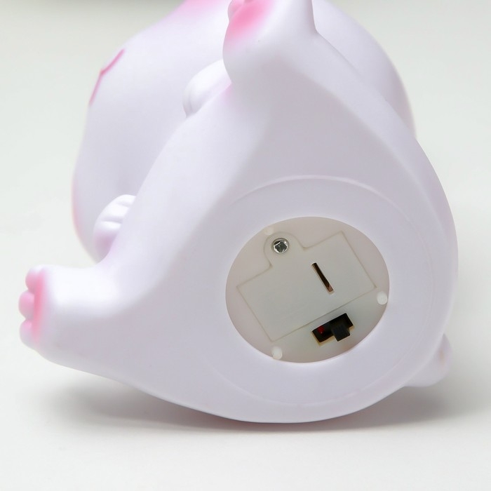 Ночник Ночник "Зайчик" LED от батареек бело-розовый 9,5х14,5 см