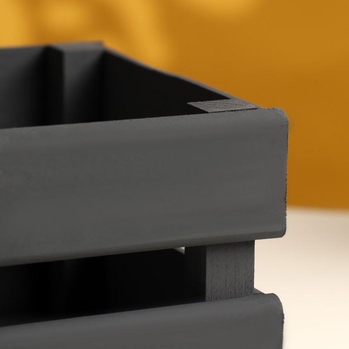 Кашпо деревянное 24.5&times;13.5&times;9 см "Двушка Лайт", двухреечное, чёрный Дарим Красиво