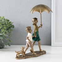 Сувенир полистоун "Дети гуляют под зонтом, с щенком" бронза 18х9,5х21,5 см Сувенир полистоун "Дети гуляют под зонтом, с щенком" бронза 18х9,5х21,5 см