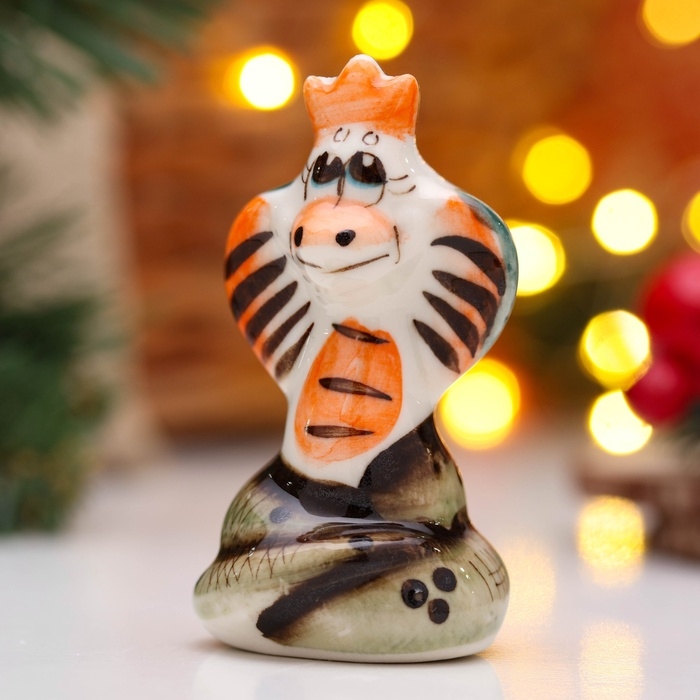 Сувенир "Змея Королева" 8х5 см, гжель, цвет