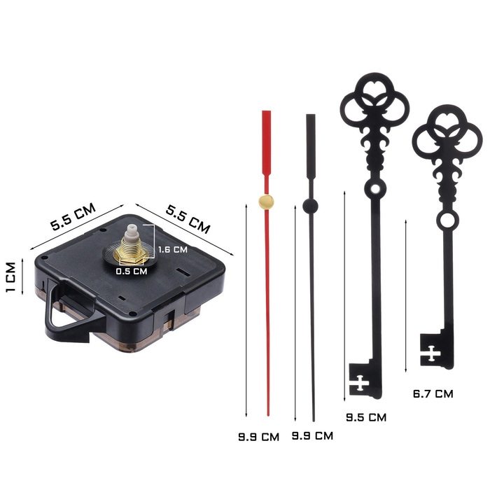 Часовой механизм &laquo;Соломон-44. Ключик&raquo;, плавный ход, шток 16 мм, стрелки 67/95/99 мм