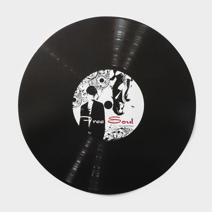 Салфетка сервировочная на стол Доляна &laquo;Виниловая пластинка&raquo;, d=38 см, цвет чёрный