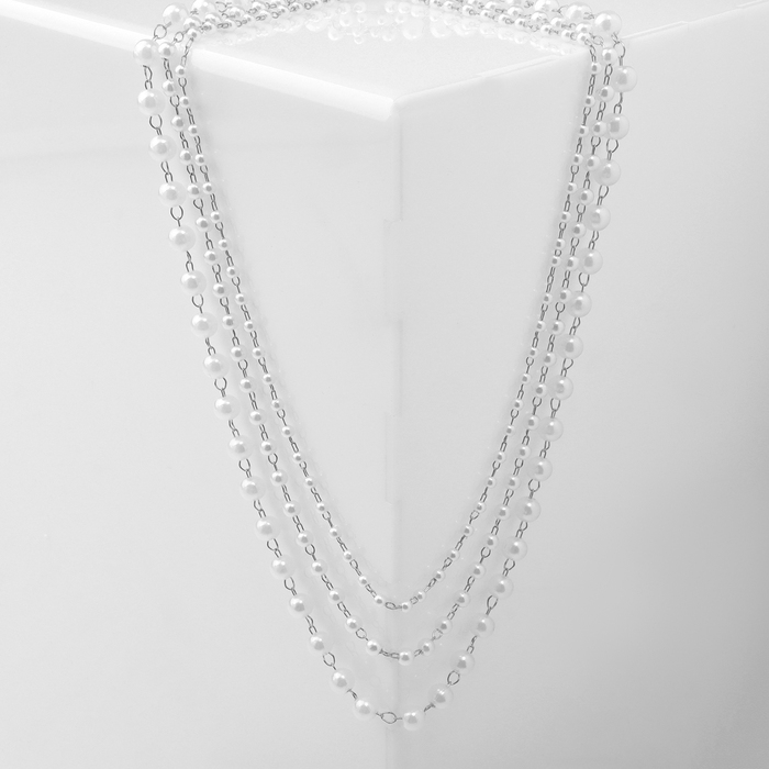 Бусы с жемчугом &laquo;Олимпия&raquo; трио, цвет серебро, 45см