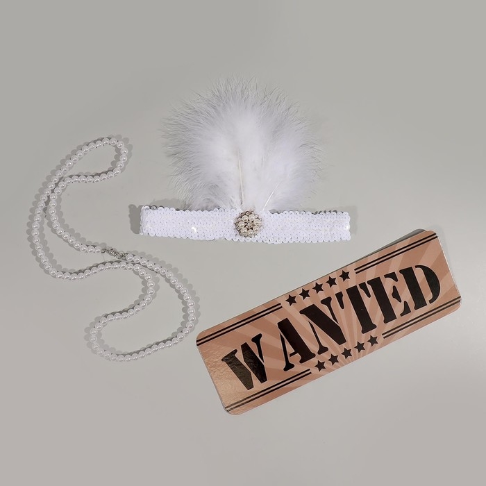 Карнавальный набор &laquo;Кокетка&raquo; повязка, бусы ,табличка