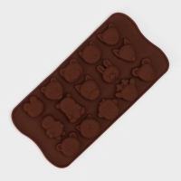 Форма для конфет и шоколада Доляна &laquo;Мордашки&raquo;, силикон, 21&times;10,5 см, 15 ячеек (2,5&times;2,3 см), цвет МИКС