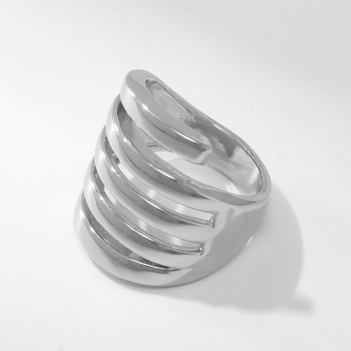 Кольцо металл &laquo;Тренд&raquo; пять линий, цвет серебро, размер 17