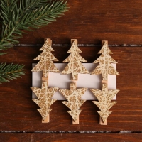 Набор декоративных прищепок с подсветкой &laquo;Елочки&raquo; 12&times;8 см, набор 6 шт.