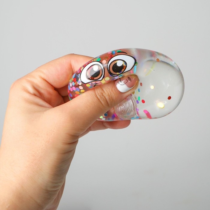 Антистресс сквиш мялка &laquo;Смайлики&raquo; блестки,с жидкостью, микс, в шоубоксе