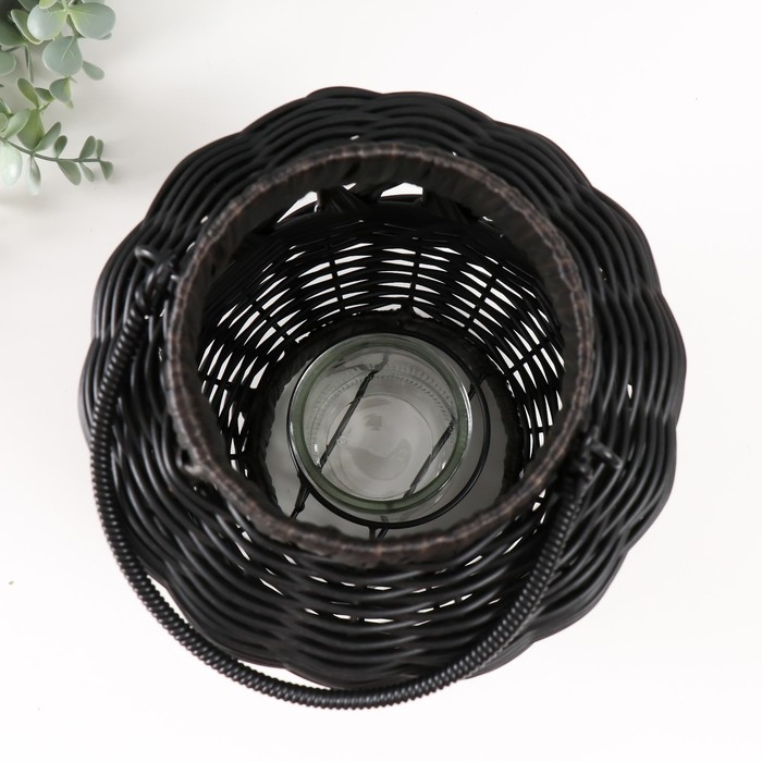 Подсвечник пластик "Фонарик. Корзинка" чёрный 30х21х21 см