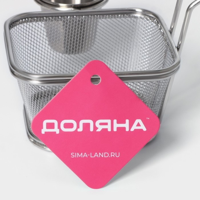 Корзинка для картофеля фри Доляна &laquo;Лонгфилд&raquo;, 14,6&times;10,6&times;6 см, с соусником, цвет серебистый