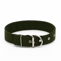 Ошейник клепаный, 48,5 х 3 см, ОШ 31-40 см, полиэстер, тёмно-зелёный