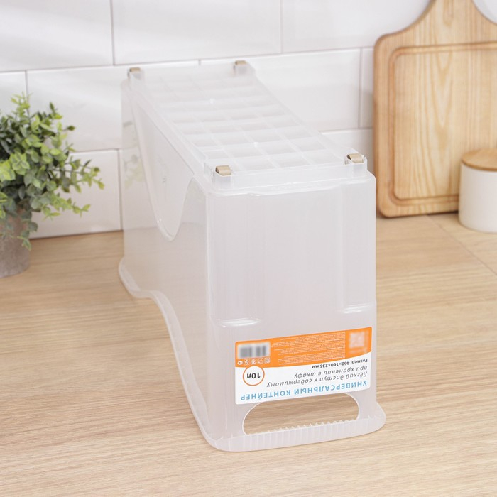 Контейнер для хранения хозяйственный на колёсиках, 10 л, 46&times;16&times;23,5 см, прозрачный