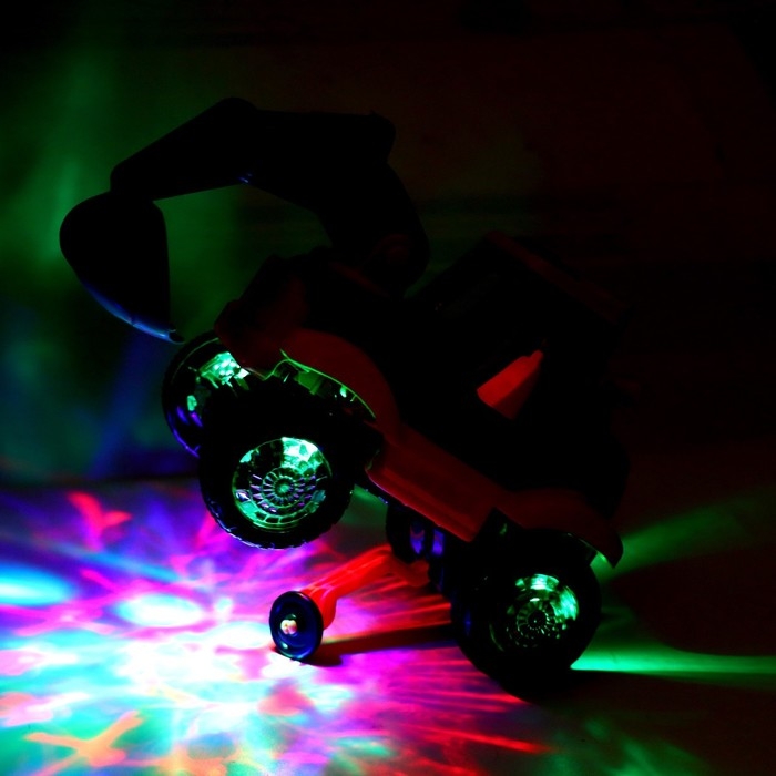 Трактор &laquo;Стройка&raquo;, подвижные детали, свет и звук, работает от батареек, цвет бирюзовый