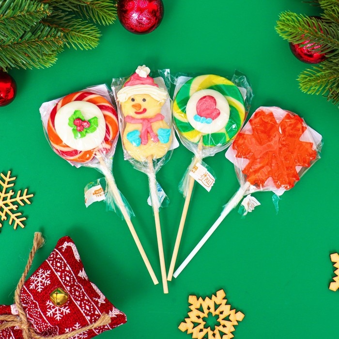 Новый год. Карамель леденцовая на палочке "Новогодний микс", 30 г
