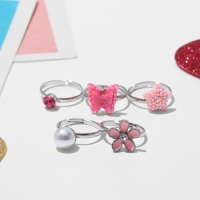 Набор детских колец «Выбражулька» красота, форма МИКС, цвет розовый Набор детских колец «Выбражулька» красота, форма МИКС, цвет розовый