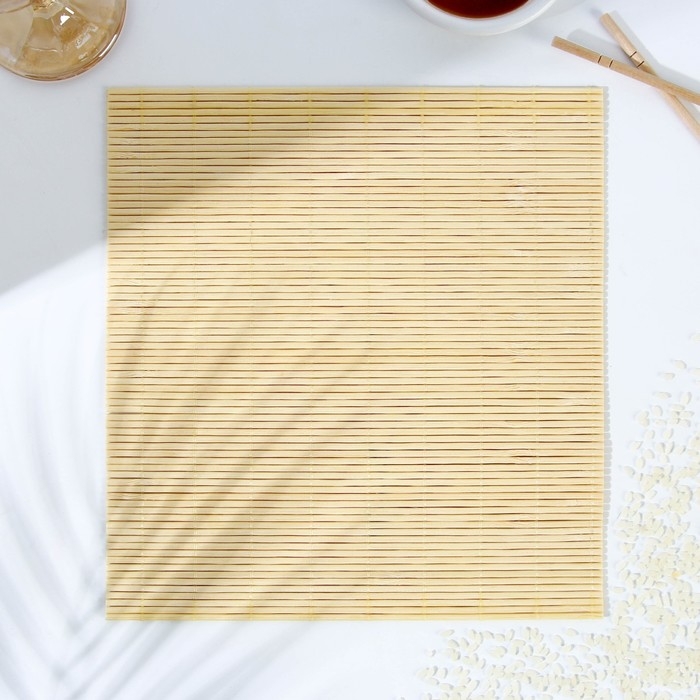 Циновка Макису для приготовления суши и роллов/коврик бамбуковый &laquo;Цветы&raquo;, 22 х 24 см