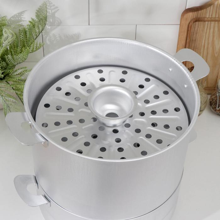 Манты-казан алюминиевый, 6 л, с 4 дисками, металлическая крышка