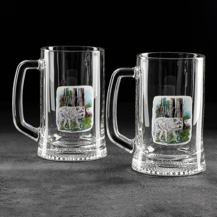 Набор кружек для пива &laquo;Охота-рыбалка&raquo;, 500 мл, 2 шт, рисунок МИКС