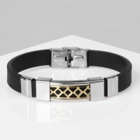 Браслет унисекс &laquo;Мощь&raquo; прямоугольник плетением, цвет чёрный с серебром, 22 см