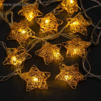 Гирлянда &laquo;Нить&raquo; 4 м с насадками &laquo;Звезда проволока&raquo;, IP20, прозрачная нить, 20 LED, свечение тёплое белое, 8 режимов, 220 В