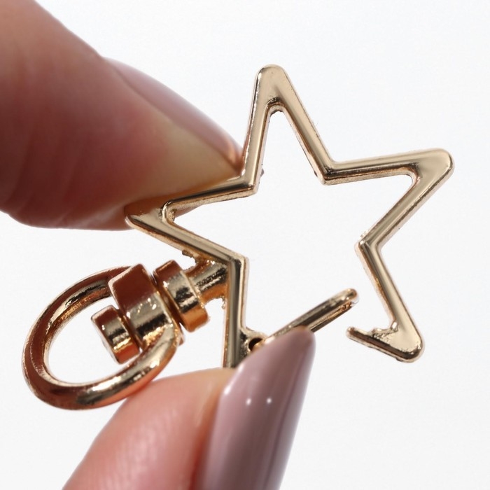 Карабин металлический &laquo;Звезда&raquo;, 34&times;24 мм / 8&times;2.2 мм, 5 шт., под золото