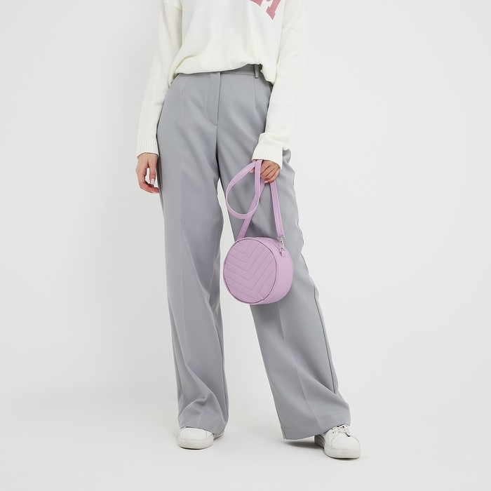 Сумка женская круглая из искусственной кожи, 18х18 см, цвет сиреневый Сумка женская круглая из искусственной кожи, 18х18 см, цвет сиреневый