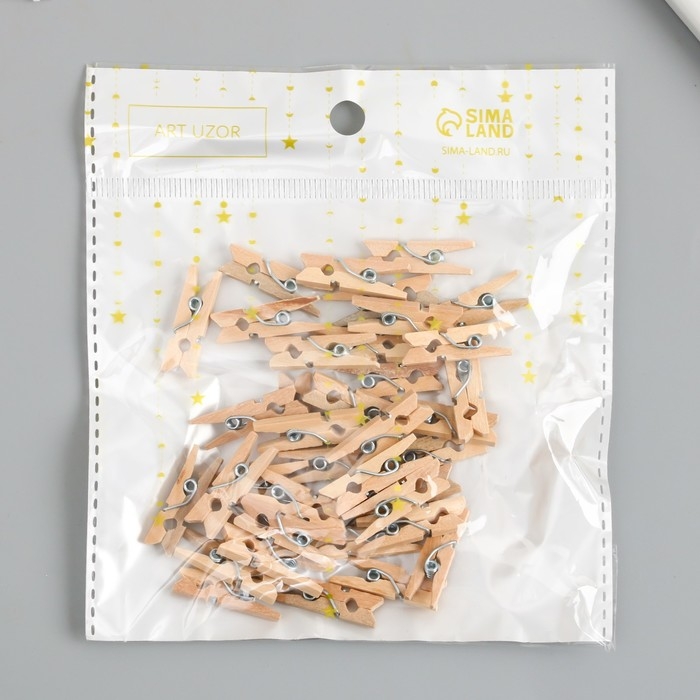 Декор для творчества дерево "Прищепка" (набор 40 шт) 2,5х0,8 см