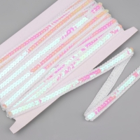 Тесьма декоративная с пайетками, 12 мм, 9 &plusmn; 0,5 м, цвет перламутровый