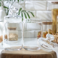 Банки для сыпучих продуктов Paşabah&ccedil;e Cesni, 1.1 л, набор 2 шт., стекло, прозрачные