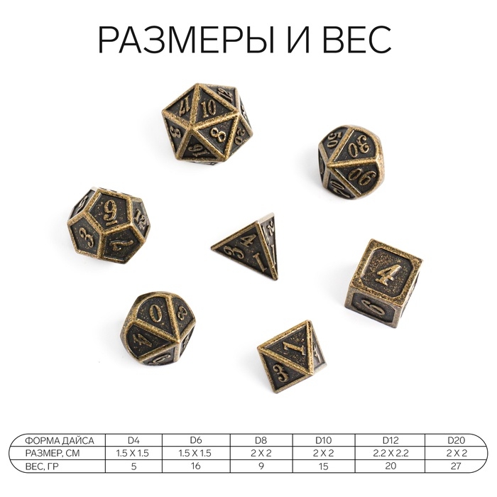 Набор кубиков для D&D (Dungeons and Dragons, ДнД), серия: D&D, "Время игры. Яшма", 7 шт