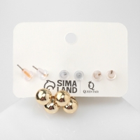 Серьги набор 3 пары &laquo;Топ&raquo; бьюти, цвет белый в золоте