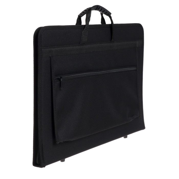 Папка для чертежей и рисунков для художников А3, 470 х 350 х 40 мм, с ручками, каркасная, текстильная, Папка для чертежей и рисунков для художников А3, 470 х 350 х 40 мм, с ручками, каркасная, текстильная, "Вдохновение" 1B31, карман, чёрная